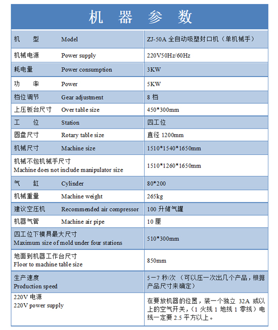 鼻通棒吸塑包裝機(jī)參數(shù)